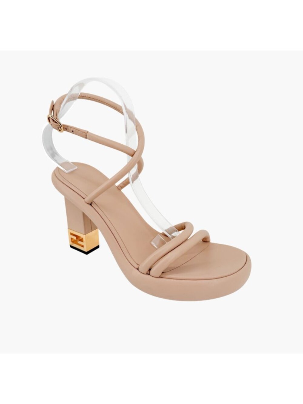Fendi Baguette Ankle Strap Sandals Size 40.5 US 10.5 Heels Beige Leather - Picture 9 of 15